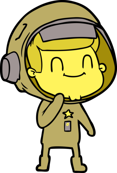 Bir insan tarafından çizilmiş mutlu astronot çizgi filmi.