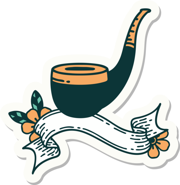 Bir insan tarafından çizilmiş sigara tiryakisi dövmesi stili etiketi.