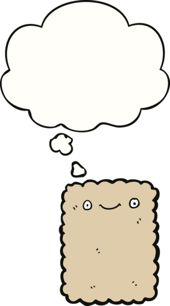 Bir insan tarafından çizilmiş düşünce balonlu bisküvi.