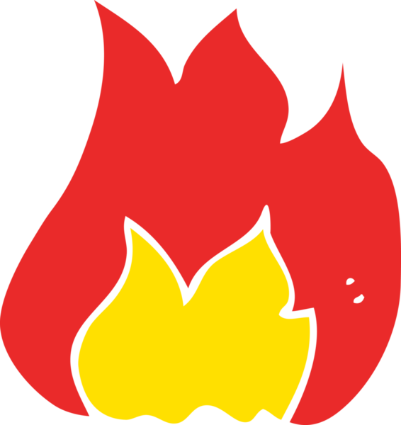 Bir insan tarafından çizilmiş ateş sembolünün düz renk çizimi