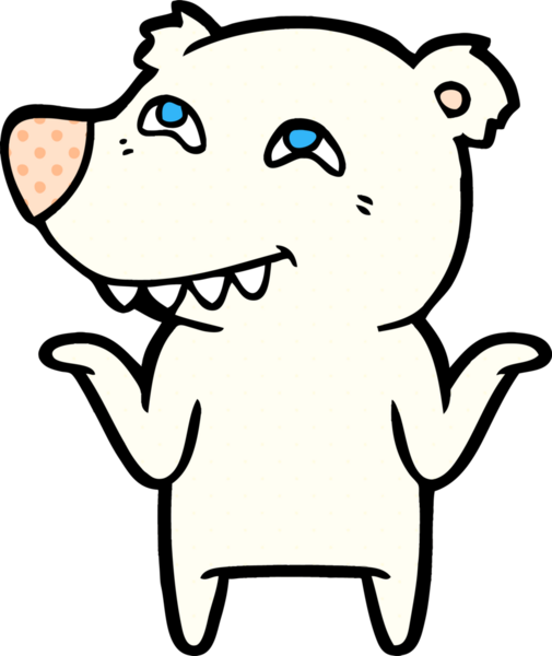 Karikatür kutup ayısı bir insan tarafından çizilmiş dişleri gösteriyor