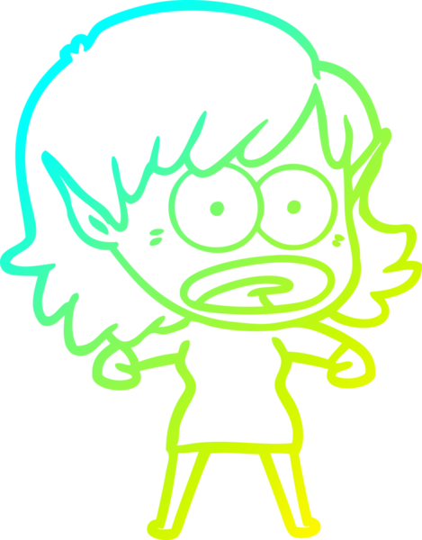 Bir çizgi film karakteri çizimi bir insan tarafından çizilmiş bir elf kızı şok etti.