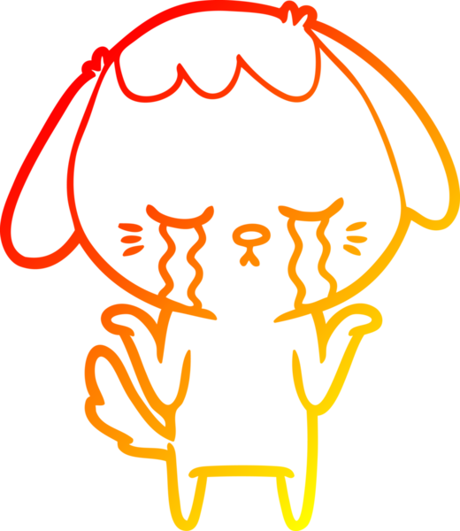 Bir insan tarafından çizilmiş, ağlayan bir köpeğin sıcak çizgi çizgisi.