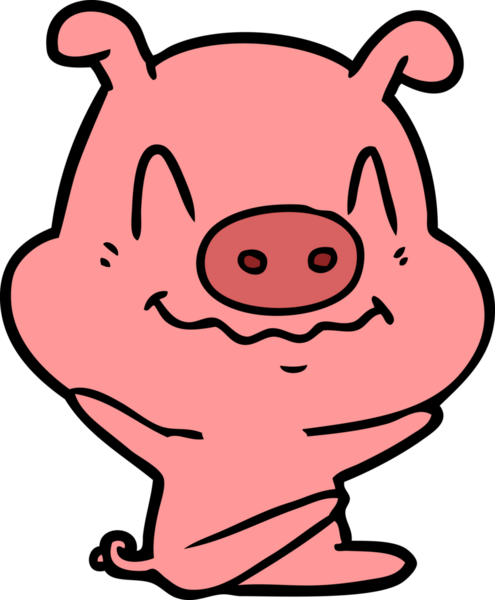 Bir insan tarafından çizilmiş sinirli çizgi film domuzu.