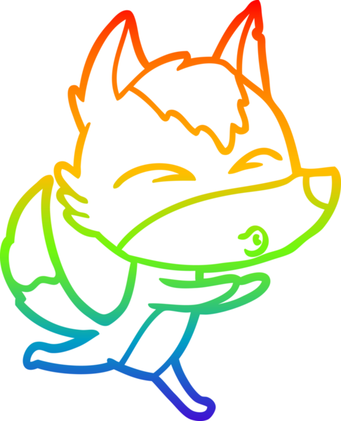 Gökkuşağı gradyan çizgi çizimi bir insan tarafından çizilmiş bir kurt çizgi filmi.