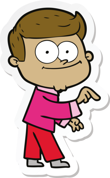 Bir insan tarafından çizilmiş mutlu bir adamın çıkartması.