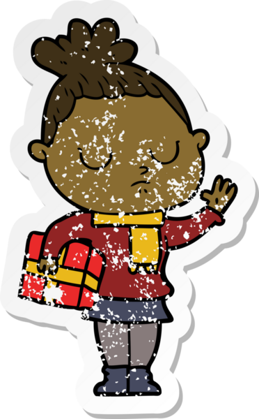 Bir insan tarafından çizilmiş sakin bir karikatür çıkartması.