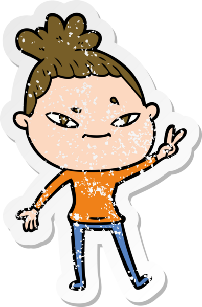 Bir insan tarafından çizilmiş karikatür bir kadının sıkıntılı çıkartması.