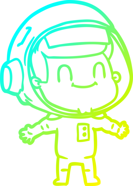 Bir insan tarafından çizilmiş mutlu bir astronot çizgi roman çizimi.