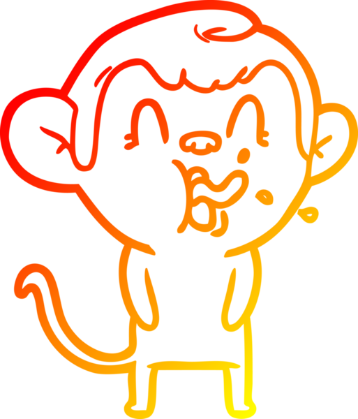 İnsan tarafından çizilmiş çılgın bir çizgi maymunun sıcak çizgi çizimi