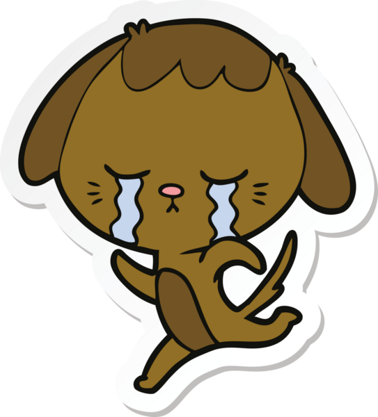 Bir insan tarafından çizilmiş, ağlayan bir köpeğin çıkartması.