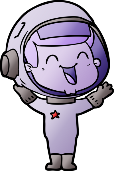 Bir insan tarafından çizilmiş mutlu astronot çizgi filmi.