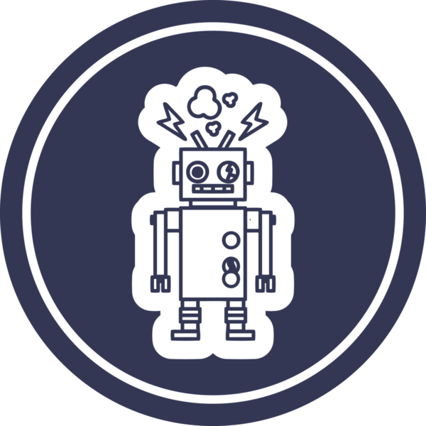 arızalı robot dairesel simgesi bir insan tarafından çizildi