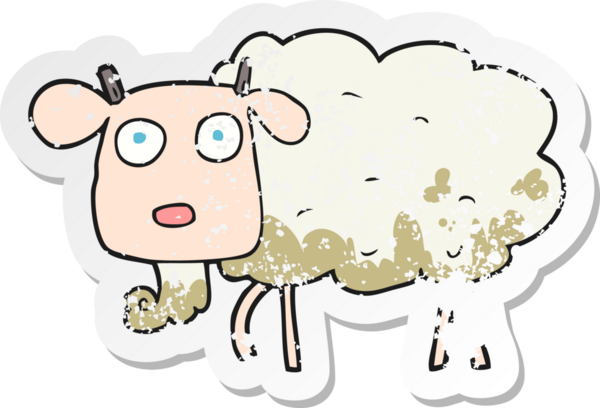 Bir insan tarafından çizilmiş çamurlu bir keçinin gerilmiş çıkartması.