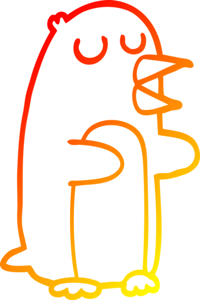 Bir insan tarafından çizilen karikatür pengueninin sıcak çizgi çizimi