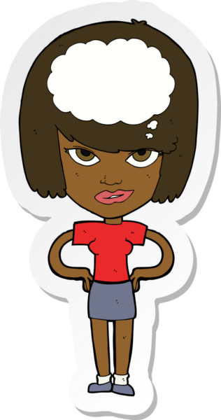 Bir insan tarafından çizilmiş bir karikatür kadının çıkartması.