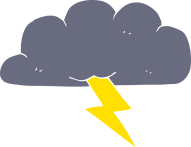 Bir insan tarafından çizilen gök gürültüsü bulutunun düz renk çizimi