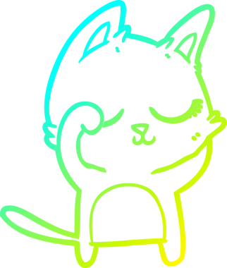 Bir insan tarafından çizilmiş sakin bir çizgi film kedisinin soğuk eğim çizgisi.