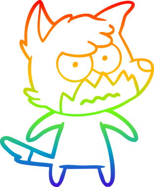 Gökkuşağı gradyan çizgi çizimi bir insan tarafından çizilmiş bir tilki