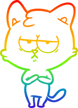 gökkuşağı gradyan çizimi bir insan tarafından çizilmiş sıkılmış çizgi film kedisi