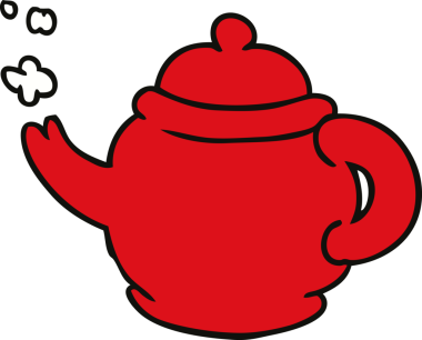 Bir insan tarafından çizilmiş mavi çay demliğinin karalaması.