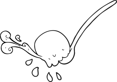 Bir insan tarafından çizilmiş siyah beyaz karikatür kepçesi.