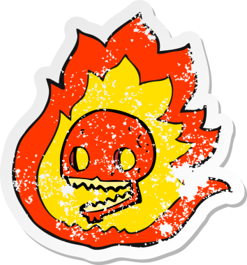 Bir insan tarafından çizilmiş yanan bir karikatürün gerilimli yapıştırması.