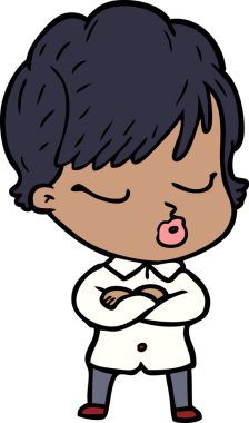 Bir insan tarafından çizilmiş gözleri kapalı çizgi film kadını.