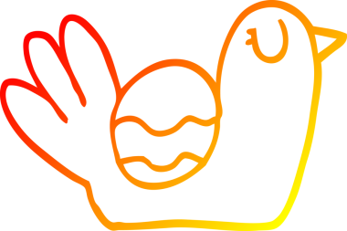 Bir insan tarafından çizilmiş çizgi film kuşunun sıcak gradyan çizimi