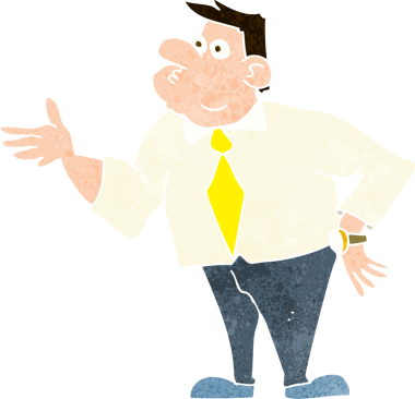 karikatür işadamı bir insan tarafından çizilmiş sorular soruyor.