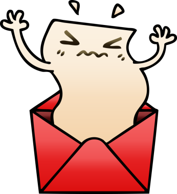 bir insanın çizdiği gölgeli çizgi film harfi ve zarf.