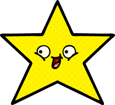 Bir insan tarafından çizilmiş bir altın yıldızın çizgi filmi.