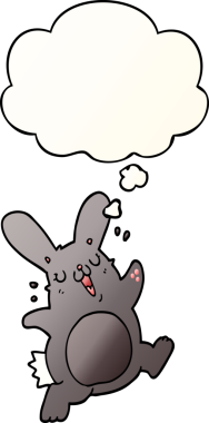 Düşünce baloncuklu çizgi film tavşanı bir insan tarafından çizilmiş.
