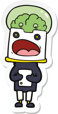 Bir insan tarafından çizilmiş robot karikatür çıkartması.