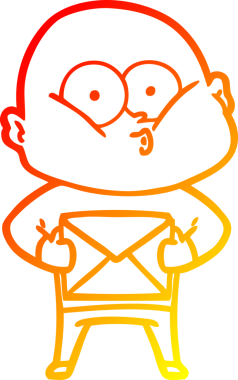 Bir insan tarafından çizilmiş kel bir adamın sıcak çizgi çizimi.