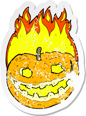 Bir insan tarafından çizilmiş balkabağı desenli bir karikatür çıkartması.