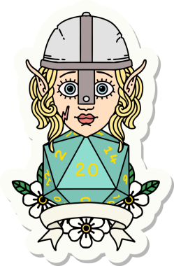 Bir insan tarafından çizilmiş doğal 20 zarlı bir elf savaşçısı çıkartması.