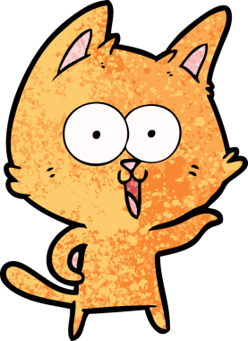 Bir insan tarafından çizilmiş komik çizgi film kedisi.