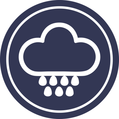 Bir insan tarafından çizilmiş yağmur bulutu dairesel simgesi