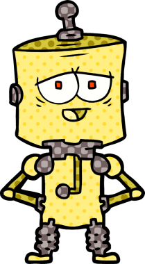 Bir insan tarafından çizilmiş çizgi film robotu