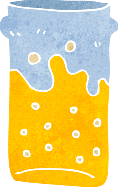 Bir insan tarafından çizilmiş yarım litre bira.