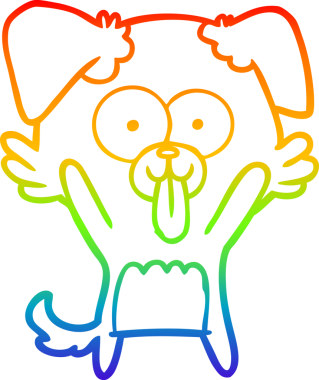 Bir insan tarafından çizilmiş dilli çizgi film köpeğinin çizimi.