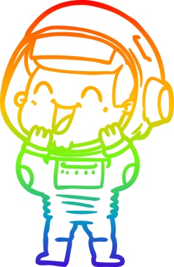 gökkuşağı gradyan çizimi mutlu bir çizgi astronot çizimi bir insan tarafından çizildi