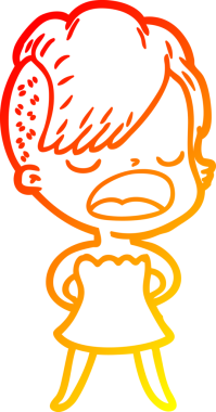 Bir insan tarafından çizilmiş havalı bir hippi kızın sıcak çizgi çizimi.