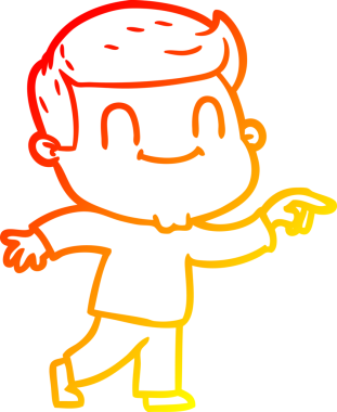 Bir insan tarafından çizilmiş, karikatür dostu bir adamın sıcak çizgi çizimi