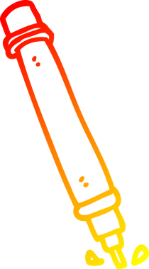 Bir insan tarafından çizilmiş karikatür kaleminin sıcak gradyan çizimi