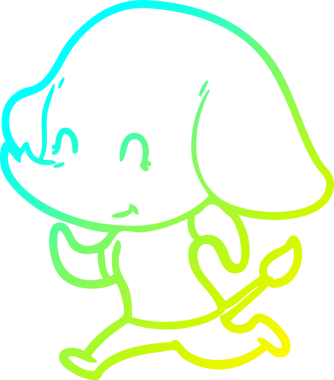 Bir insan tarafından çizilmiş şirin bir filin soğuk gradyan çizgisi