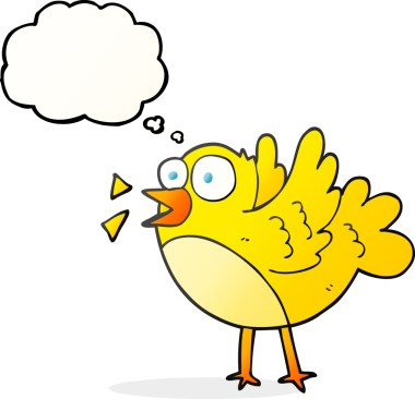 Bir insan tarafından çizilmiş serbest çizim balon karikatür kuşu.