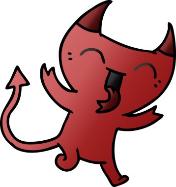 Bir insan tarafından çizilmiş sevimli kawaii kırmızı iblisinin serbest çizim çizimi