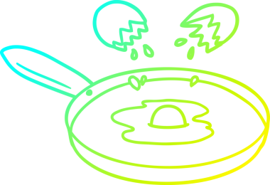 Bir insan tarafından çizilmiş yumurta kızartma karikatürünün soğuk gradyan çizimi